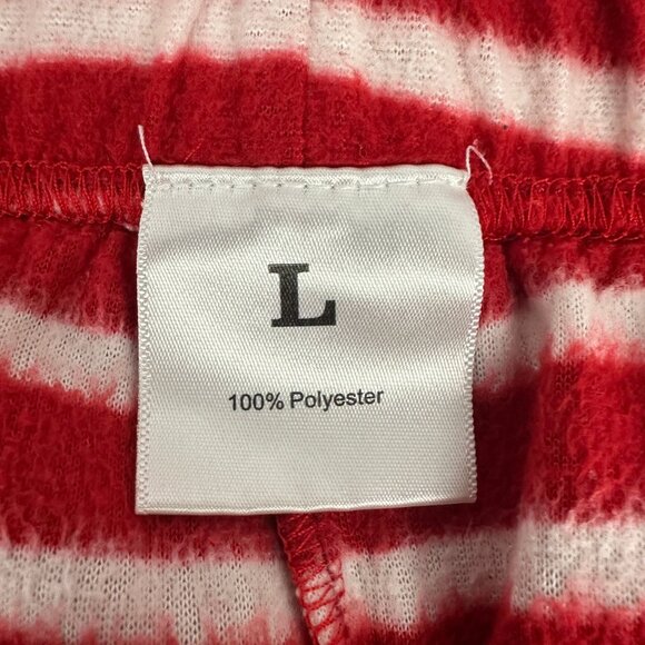 Red White Striped Lounge Pants Plush Polyester Large Comfy Relaxed Fit - Picture 3 of 4